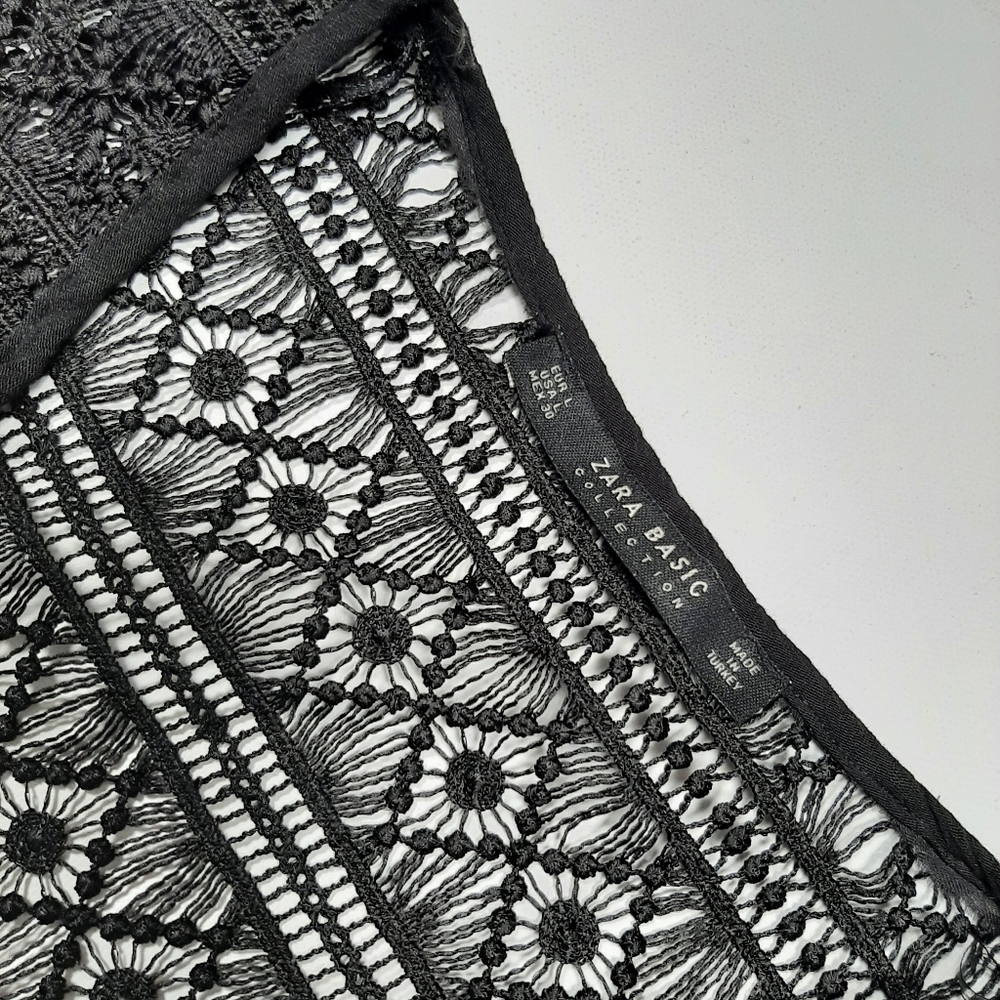 Zara Basic Collection Black Sheer Embroidered Sli… - image 4
